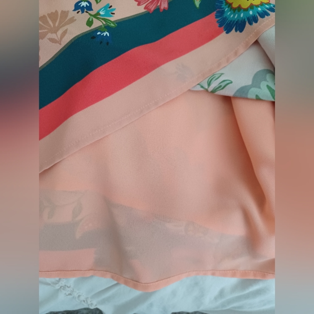 Johnny Was Peach Floral Midi Dress with Multicolor Accents - Picture 9 of 10